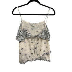 American Eagle floral tiered cropped ruffle tank Medium